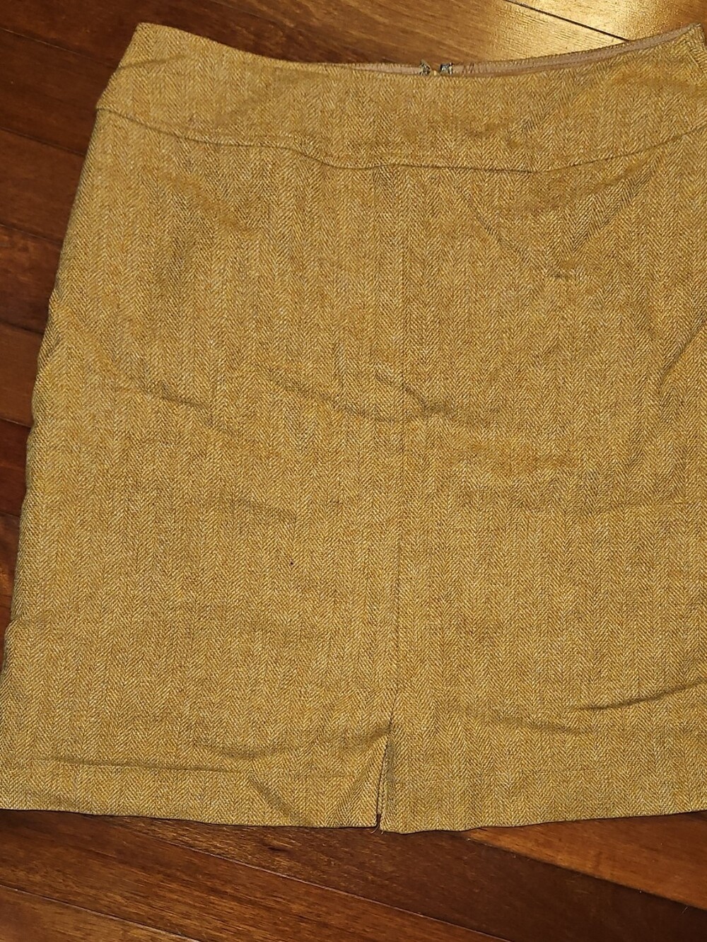 Women's Mustard Herringbone Pencil Skirt